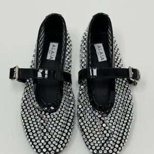 Балетки Alaia с кристаллами