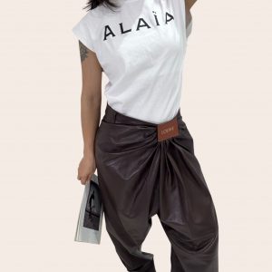 Брюки Loewe кожаные со складками