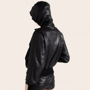 Куртка Prada кожаная с капюшоном