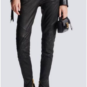 Брюки кожаные Balmain